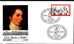 RFA Poste Obl Yv: 743 Mi:894 Carl Maria Von Weber Compositeur Allemand (TB Cachet à Date) Fdc Bonn 13-5-76 - 1971-1980