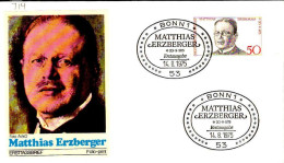 RFA Poste Obl Yv: 714 Mi:865 Matthias Erzberger Homme Politique Allemand (TB Cachet à Date) Fdc Bonn 14-10-75 - 1971-1980
