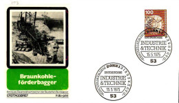 RFA Poste Obl Yv: 703 Mi:854 Braunkohlenförderbagger (TB Cachet à Date) Fdc Bonn 15-5-75 - 1971-1980