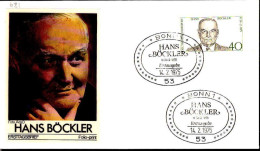 RFA Poste Obl Yv: 681 Mi:832 Hans Böckler Homme Politique Allemand (TB Cachet à Date) Fdc Bonn 14-2-75 - 1971-1980