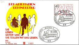 RFA Poste Obl Yv: 645 Mi:796 Behinderte Eingliedern (TB Cachet à Date) Fdc Bonn 15-2-74 - 1971-1980