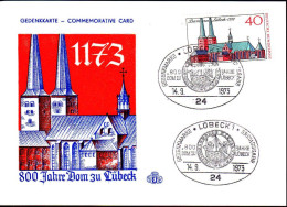 RFA Poste Obl Yv: 629 Mi:779 Dom Zu Lübeck Fdc 14-9-1973 - 1971-1980