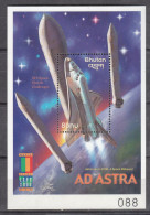 BHUTAN, 2000,  International Stamp Exhibition "WORLD STAMP EXPO 2000" - Anaheim, California, USA - Space,  MS, MNH, (**) - Bhután
