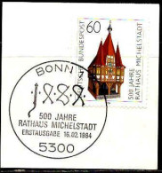 RFA Poste Obl Yv:1032 Mi:1200 Rathaus Michelstadt Fdc Sur Fragment (TB Cachet à Date) - 1981-1990
