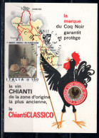 ITALIA 22-2-1992 LE VIN CHIANTI CLASSICO LA MARQUE DU COC NOIR GARANTIT ET PROTEGE CARTOLINA CARD MAXIMUM VIAGGIATA - Maximum Cards
