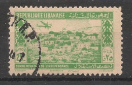GRAND LIBAN - 1943 - Poste Aérienne PA N°YT. 85 - Avion 25pi Vert-jaune - Oblitéré / Used - Usati