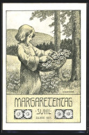 Künstler-AK Suhl, Margaretentag 1911, Mädchen Sammelt Margareten  - Altri & Non Classificati