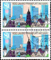 RFA Poste Obl Yv:1549 Mi:1721 Frankfurt Am Main Paire Paire (TB Cachet Rond) - Used Stamps