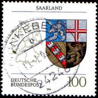 RFA Poste Obl Yv:1544 Mi:1712 Saarland Armoiries (Beau Cachet Rond) - Used Stamps