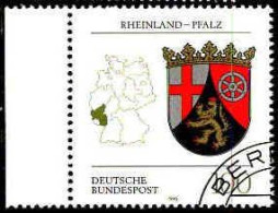 RFA Poste Obl Yv:1527 Mi:1664 Rheinland-Pfalz Armoiries Bord De Feuille (Beau Cachet Rond) - Used Stamps