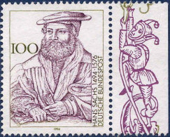 RFA Poste N* Yv:1595 Mi:1763 Hans Sachs Poète Bord De Feuille (sans Gomme) - Unused Stamps
