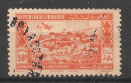 GRAND LIBAN - 1943 - Poste Aérienne PA N°YT. 86 - Avion 50pi Rouge-orange - Oblitéré / Used - Usados