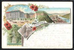 Lithographie Heidelberg, Hotel Westendhalle, Ortsansicht  - Heidelberg