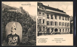 AK Heidelberg, Gastwirtschaft Zum Goldenen Löwen K. Zolk, Schloss, Portrait Des Wirtes  - Heidelberg
