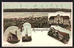 Lithographie Höchenschwand, Kirche, Kriegerdenkmal, Kurhaus, Fabrik  - Hoechenschwand