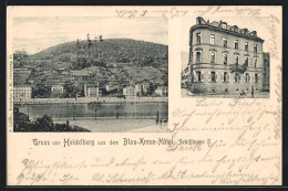 AK Heidelberg, Blau-Kreuz-Hotel, Schiffgasse 2, Uferpartie  - Heidelberg
