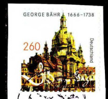 RFA Poste Obl Yv:3018A Mi:3224 George Bähr Dresden Frauenkirche (cachet Rond) Sur Fragment - Gebruikt