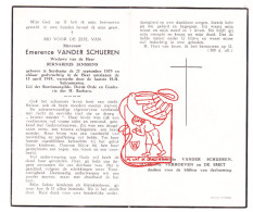 DP Emerence VanderSchueren ° Serskamp Wichelen 1879 † 1955 X Bernardus Janssens // Verhoeven De Smet - Images Religieuses