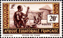 AEF Poste N** Yv: 39 Mi:34 Région Du Tchad (Petit Def.gomme) - Ungebraucht