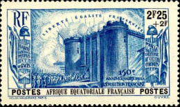 AEF Poste N* Yv: 76 Mi:95 Prise De La Bastille (dents Courtes) - Unused Stamps