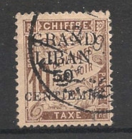 GRAND LIBAN - 1924 - Taxe TT N°YT. 1 - Type Duval 50c Sur 10c Brun - Oblitéré / Used - Used Stamps
