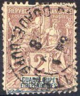 Guadeloupe Poste Obl Yv: 28 Mi:28 Groupe Allégorique Mouchon (TB Cachet à Date) - Oblitérés