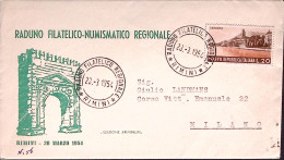1954-RIMINI Raduno Filatelico Regionale Annullo Speciale (23.3) Su Busta - Expositions