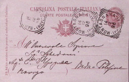 1896-MONTAGNANA/(PADOVA) Tono Riquadrato (14.12) Su Cartolina Postale Effigie C. - Stamped Stationery