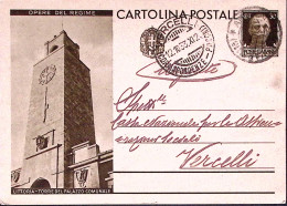 1933-CARTOLINA POSTALE Littoria Torre Del Palazzo Comunale Viaggiata Vercelli (1 - Entero Postal