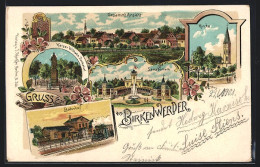 Lithographie Birkenwerder, Sanatorium, Kirche, Bahnhof  - Birkenwerder