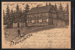 Lithographie Friedrichroda, Gasthaus Spiessberge  - Friedrichroda