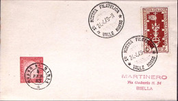 1949-VALLE MOSSO 1 Mostra Filatelica Annullo Speciale (24.7) Su Biglietto - Expositions
