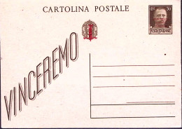 1944-R.S.I. Cartolina Postale Vinceremo C.30 Soprastampata Nuova - Entero Postal