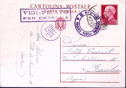1932-Cartolina Postale Imperiale C.75 Viaggiata (4.1.41) Per La Svizzera - Stamped Stationery