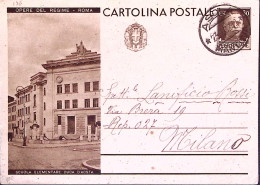 1931-Cartolina Postale Opere Regime C. 30 Scuola Elementare Duca D'Aosta Viaggia - Entiers Postaux