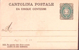 1889-Cartolina Postale Stemma C.5 Nuova - Postwaardestukken