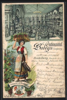 Lithographie Heidelberg, The Continental Bodega Company, Frau In Tracht  - Heidelberg