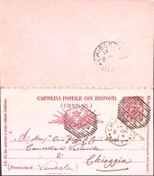 1890-Cartolina Postale Umberto C.7,1/2+7,1/2 Mill.90 Viaggiata Con Parte Rispost - Entero Postal