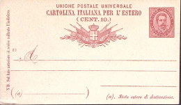 1889-Cartolina Postale PER ESTERO Umberto C.10 Mill. 89 Nuova - Entiers Postaux