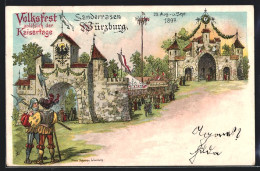 Lithographie Würzburg, Volksfest Anlässlich Der Kaisertage Auf Dem Sanderrasen 1897, Festplatz, Verlag Franz Scheiner  - Other & Unclassified