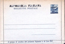 1949-AMG-FTT Biglietto Postale Democratica Lire 20 Nuovo Doppia Soprastampa - Marcofilía