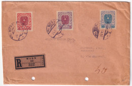 1921-Austria Stemma Kr. 4, 5, 10 E Al Verso Kr.3 (227/9+231) Su Raccomandata Vie - Autres & Non Classés