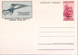 1953-AMG-FTT Cartolina Postale Leonardo Aliante Con Ali Manovrabili Lire 20 Nuov - Marcofilía