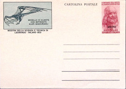 1953-AMG-FTT Cartolina Postale Leonardo Aliante Con Ali Manovrabili Lire 20 Nuov - Poststempel