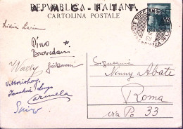 1949-AMG-FTT Cartolina Postale Democratica Lire 15 Viaggiata - Marcophilia