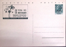 1954-AMG-FTT Cartolina Postale Palermo 10 Fiera Mediterraneo Lire 20 Nuova - Marcophilie