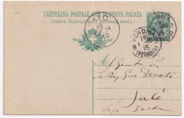 1909-Cartolina Postale RP Leoni C.5+10 Mill. 09 Viaggiata Con Parte Risposta Uni - Entero Postal