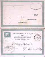 1875-Cartolina Postale Di Stato RP C.15+0 Viaggiata Con Risposta Scritta Unita N - Postwaardestukken