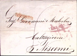 1831-TERRANOVA Ovale Viola E Messina (5.10) Su Lettera Completa Di Testo - ...-1850 Voorfilatelie