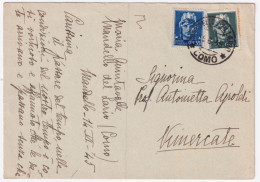 1945-Imperiale Senza Fasci C.15 E 35 (526/7) Su Cartolina - Marcofilie